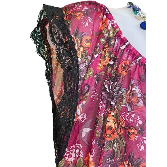 Self Esteem Y2K Women's Med Semi Sheer Floral Blouse Whimsical Romantic 90s - Picture 5 of 11